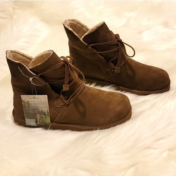 Bearpaw Zora Suede Booties Hickory Brown - Picture 8 of 16